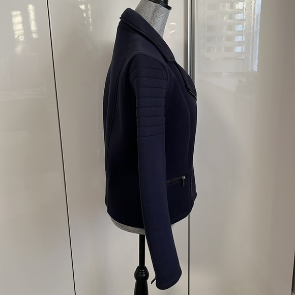Moto Biker Jacket Pockets 100% Cotton Navy, Size L - Picture 7 of 11
